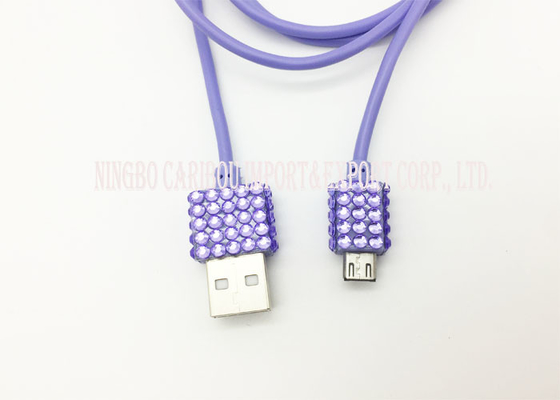 ضوء الأرجواني اللون مايكرو USB كيبل شحن PVC والمواد الأسلاك النحاسية